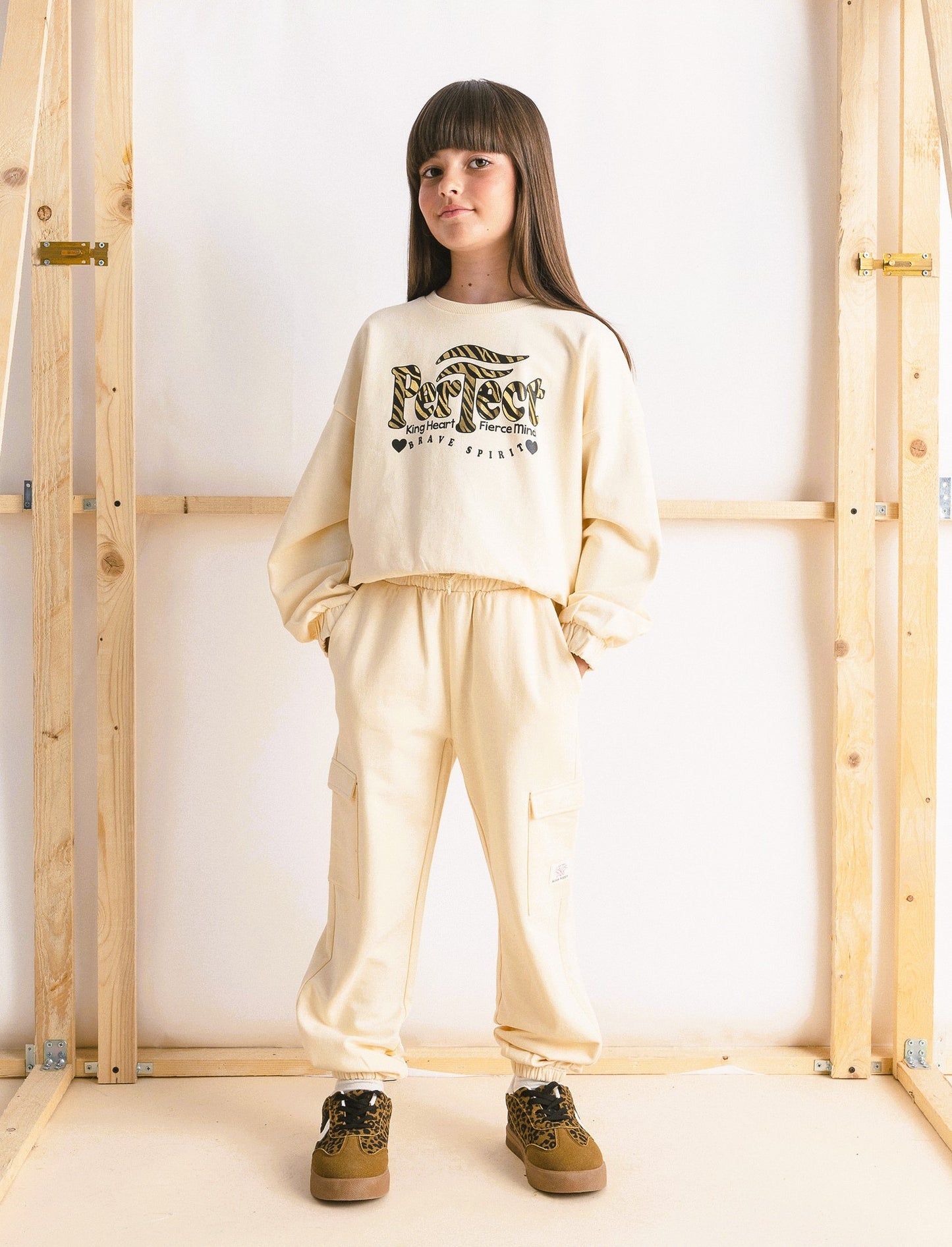 Jogger da bambina - Beige