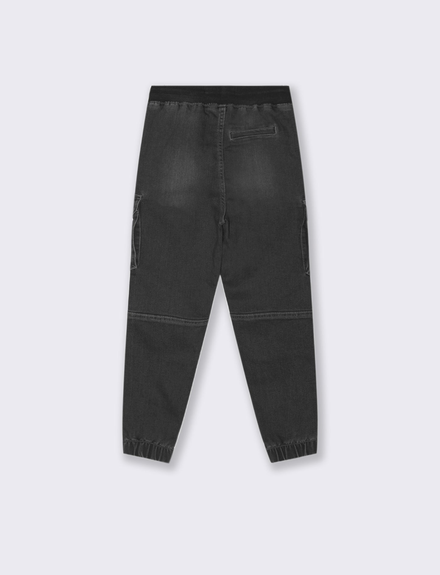 Jogging in denim con tasconi. - Grigio