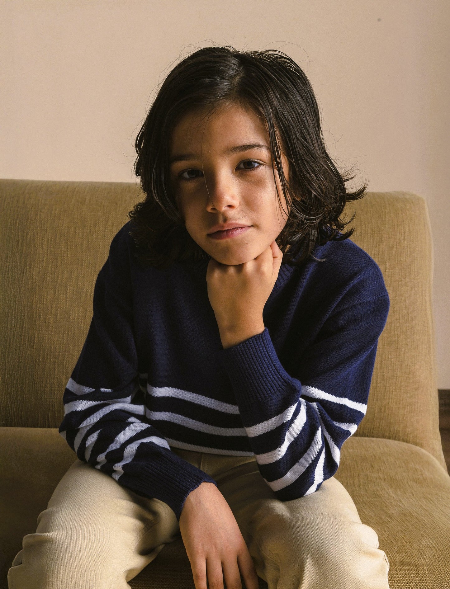 Tricot motivo rigato. - Blu