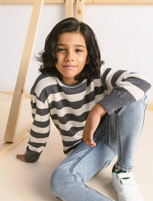 Tricot motivo rigato. - Grigio