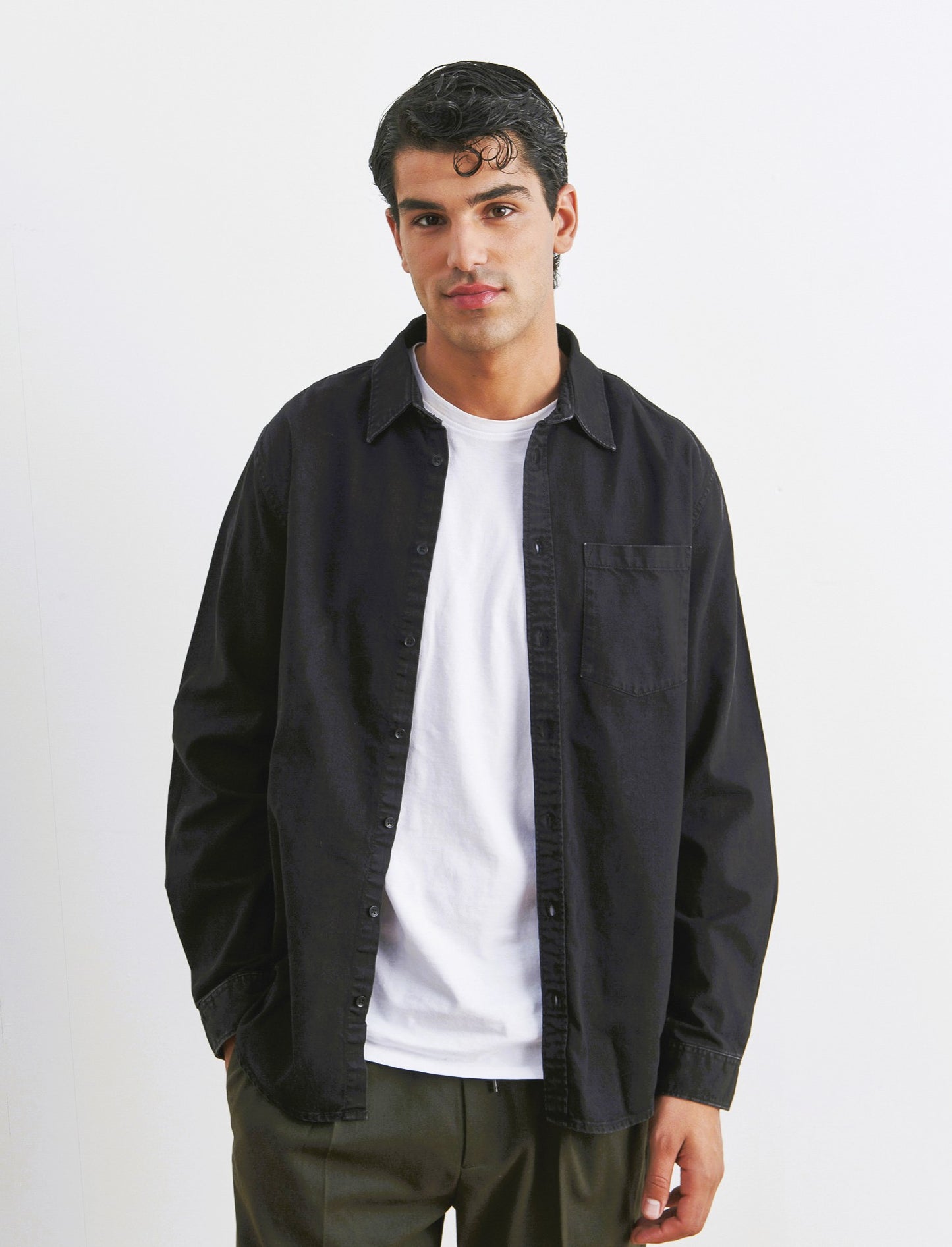 CAMICIA IN DENIM - Nero