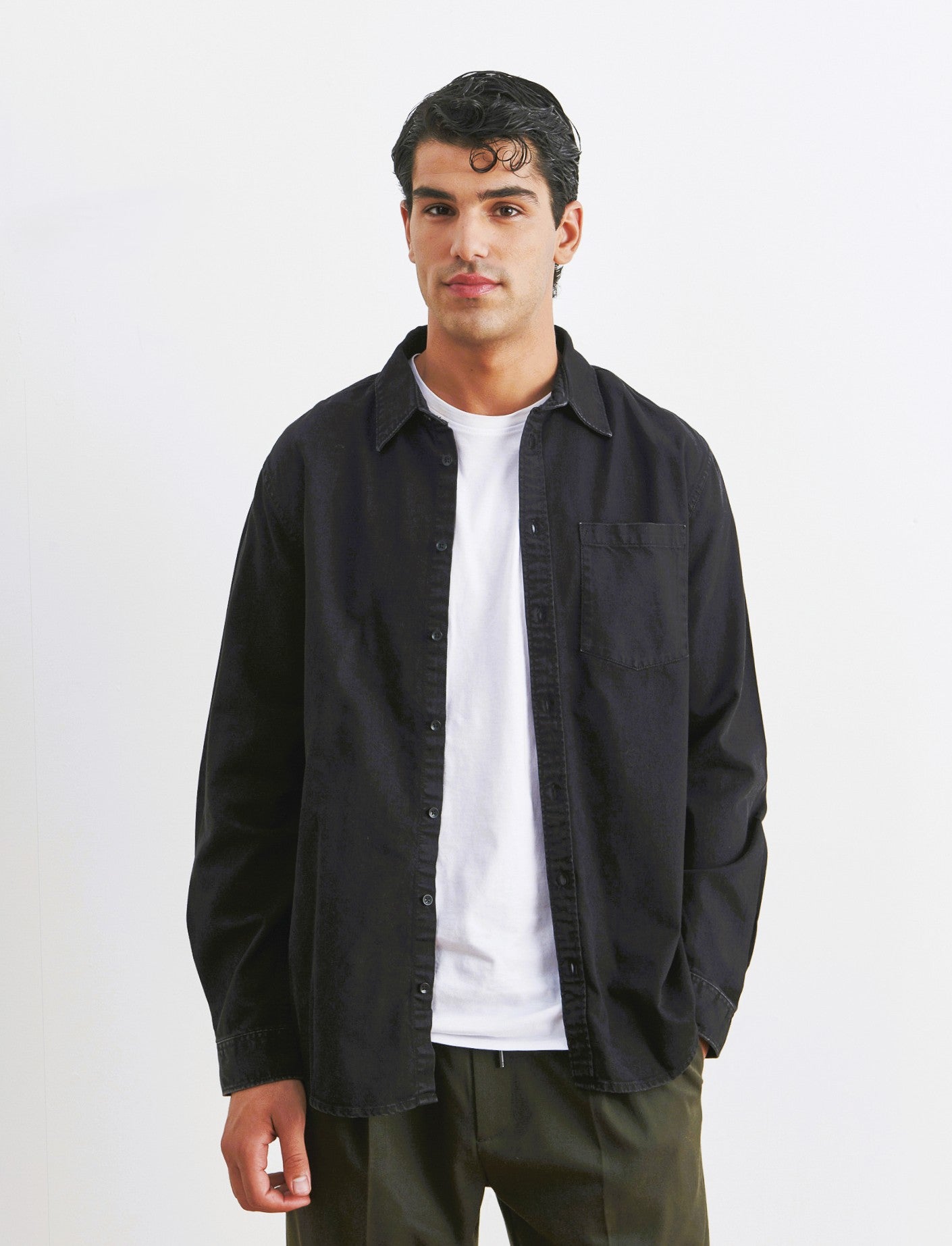 CAMICIA IN DENIM - Nero