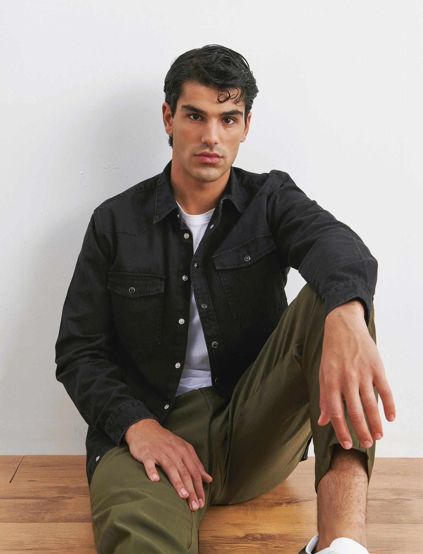 CAMICIA IN DENIM - Nero