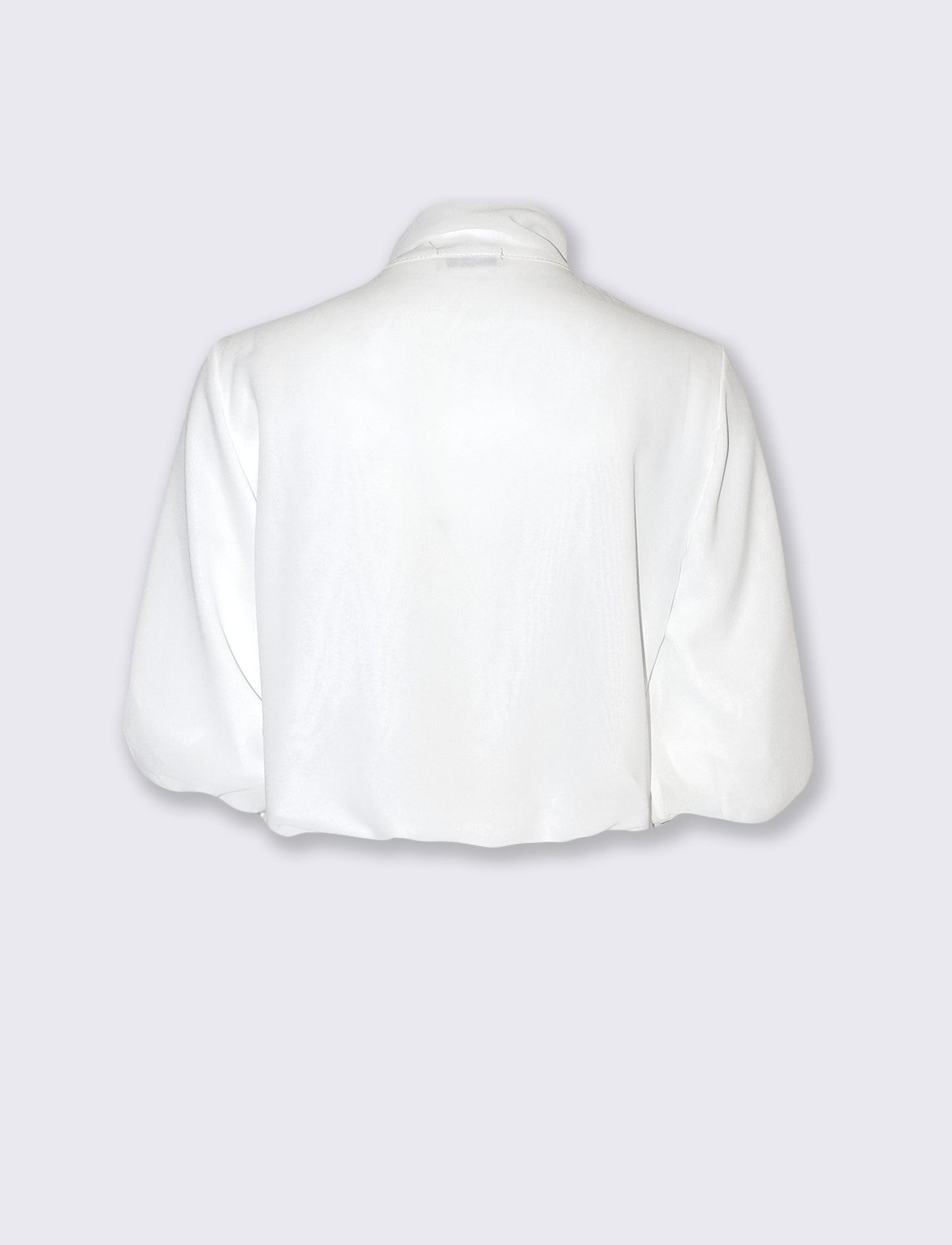 Blusa cropped con fiocco e maniche 3/4 - Bianco latte