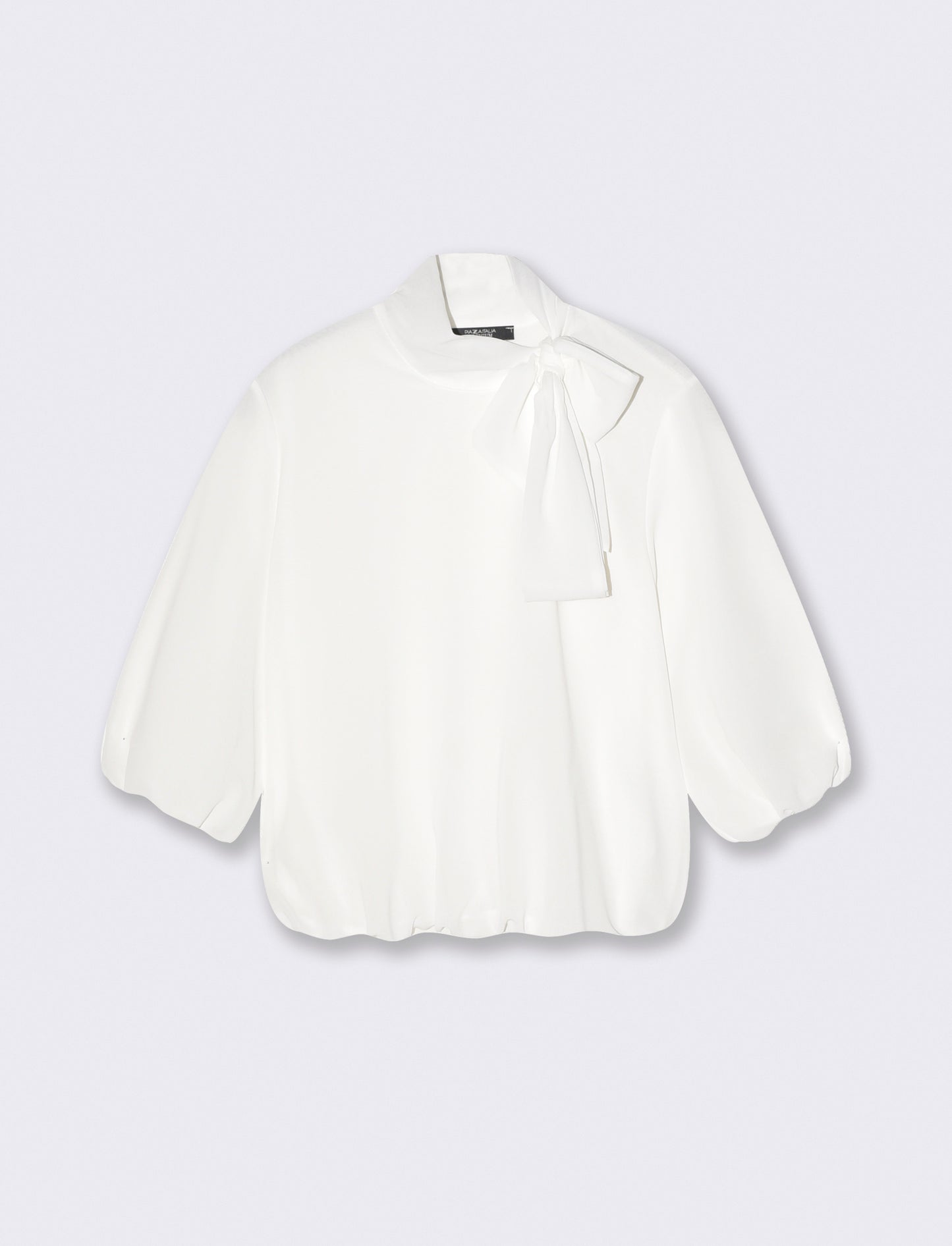 Blusa cropped con fiocco e maniche 3/4 - Bianco latte