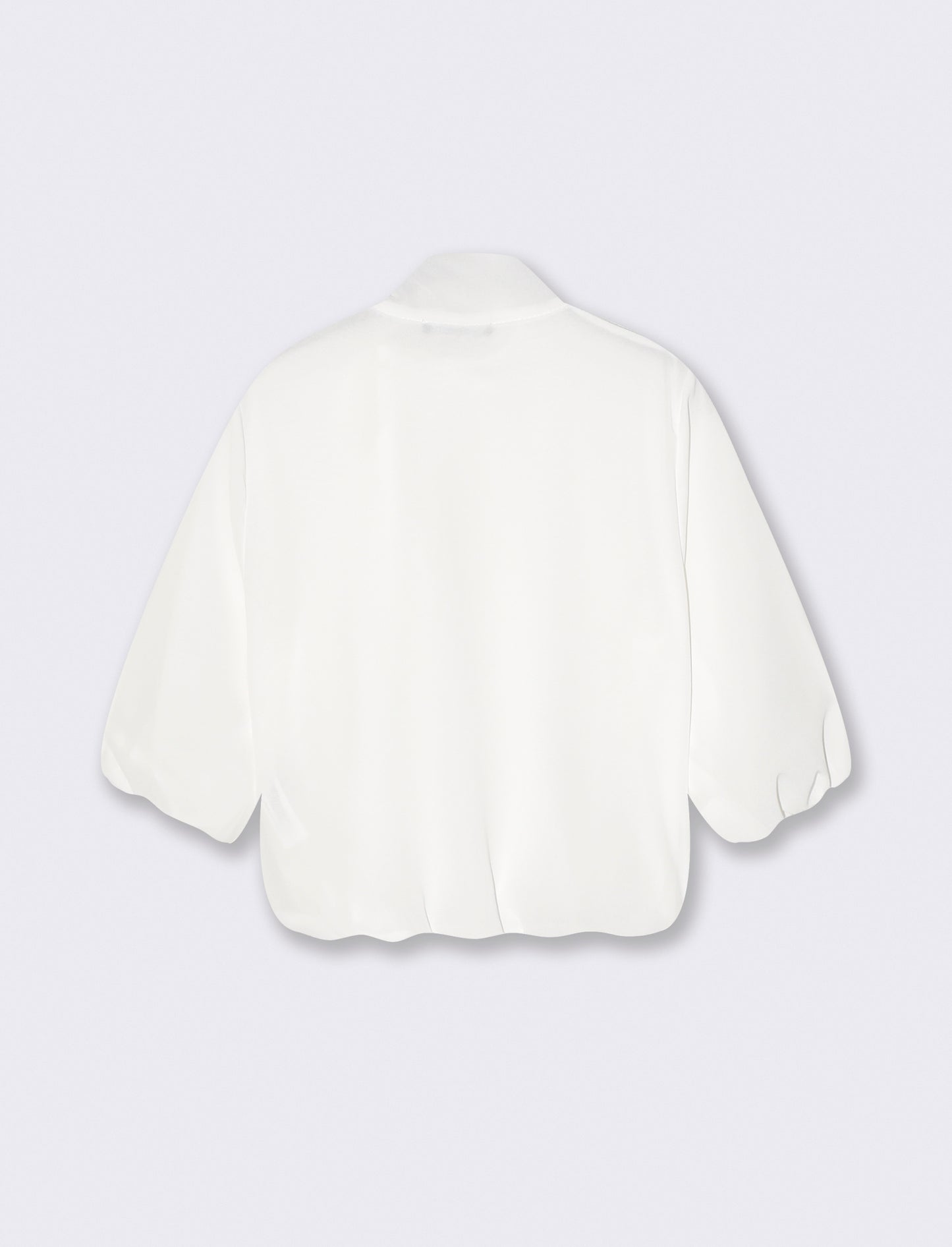 Blusa cropped con fiocco e maniche 3/4 - Bianco latte
