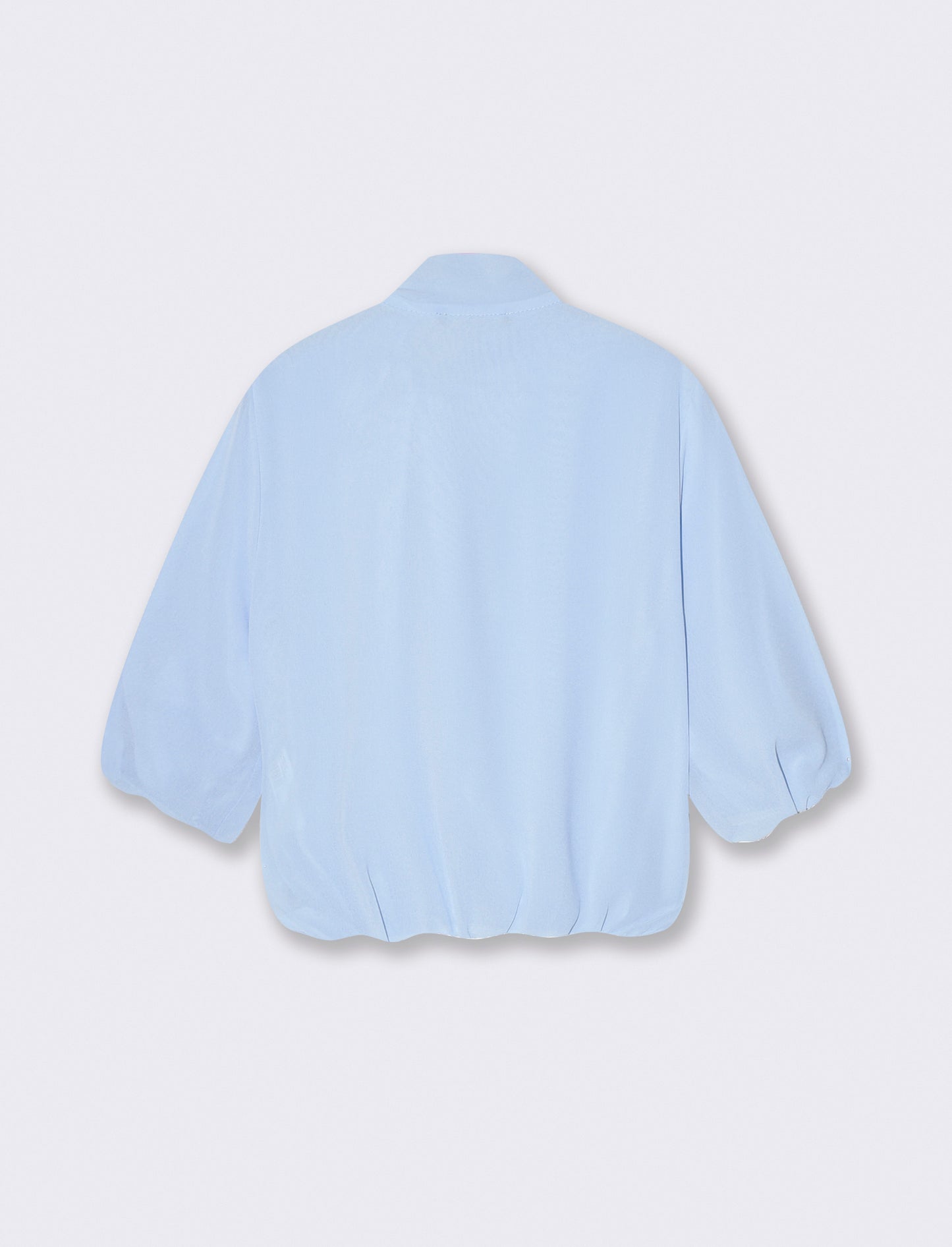 Cropped blouse with bow and 3/4 sleeves - Sky blue