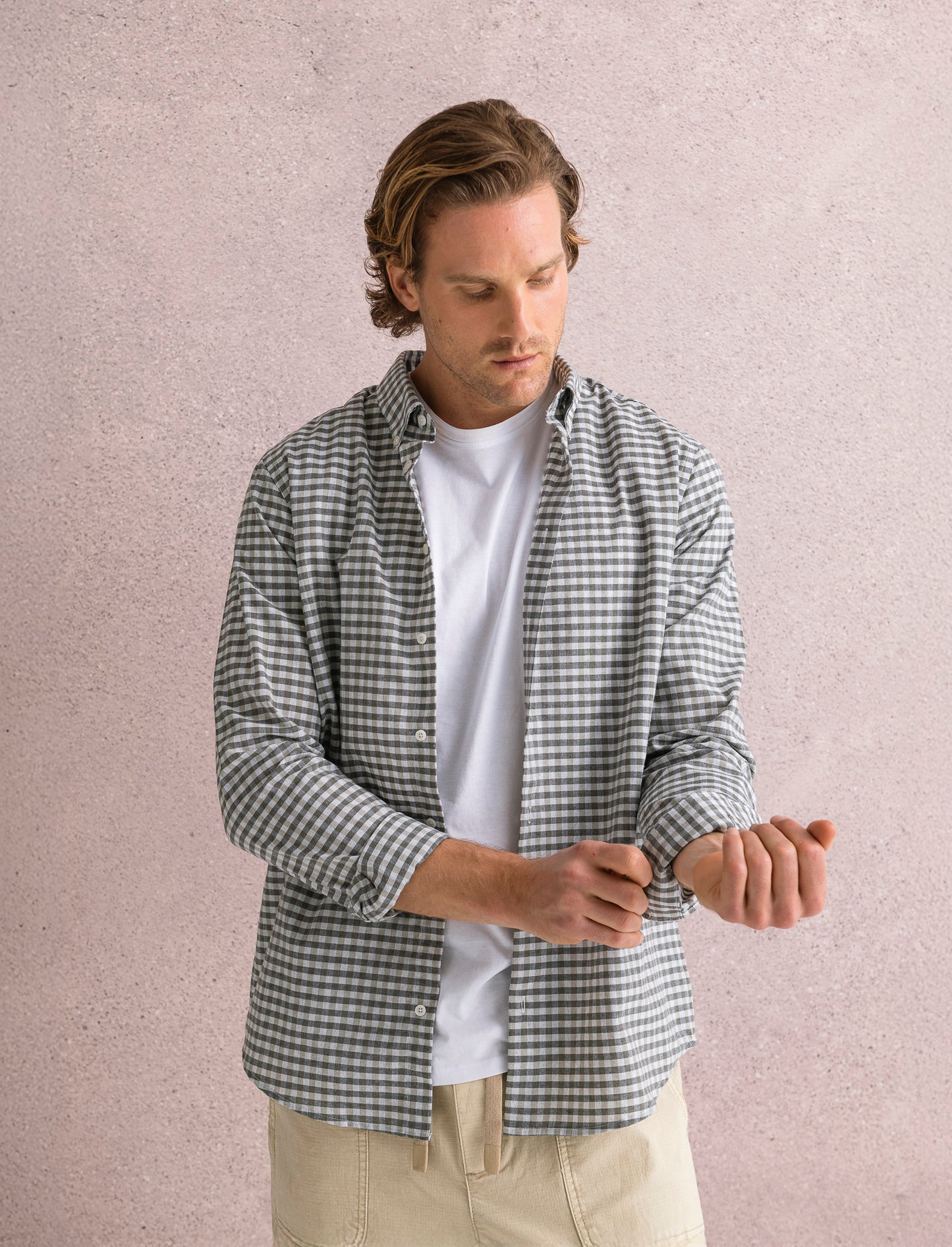 CAMICIA FANTASIA A QUADRI - Beige