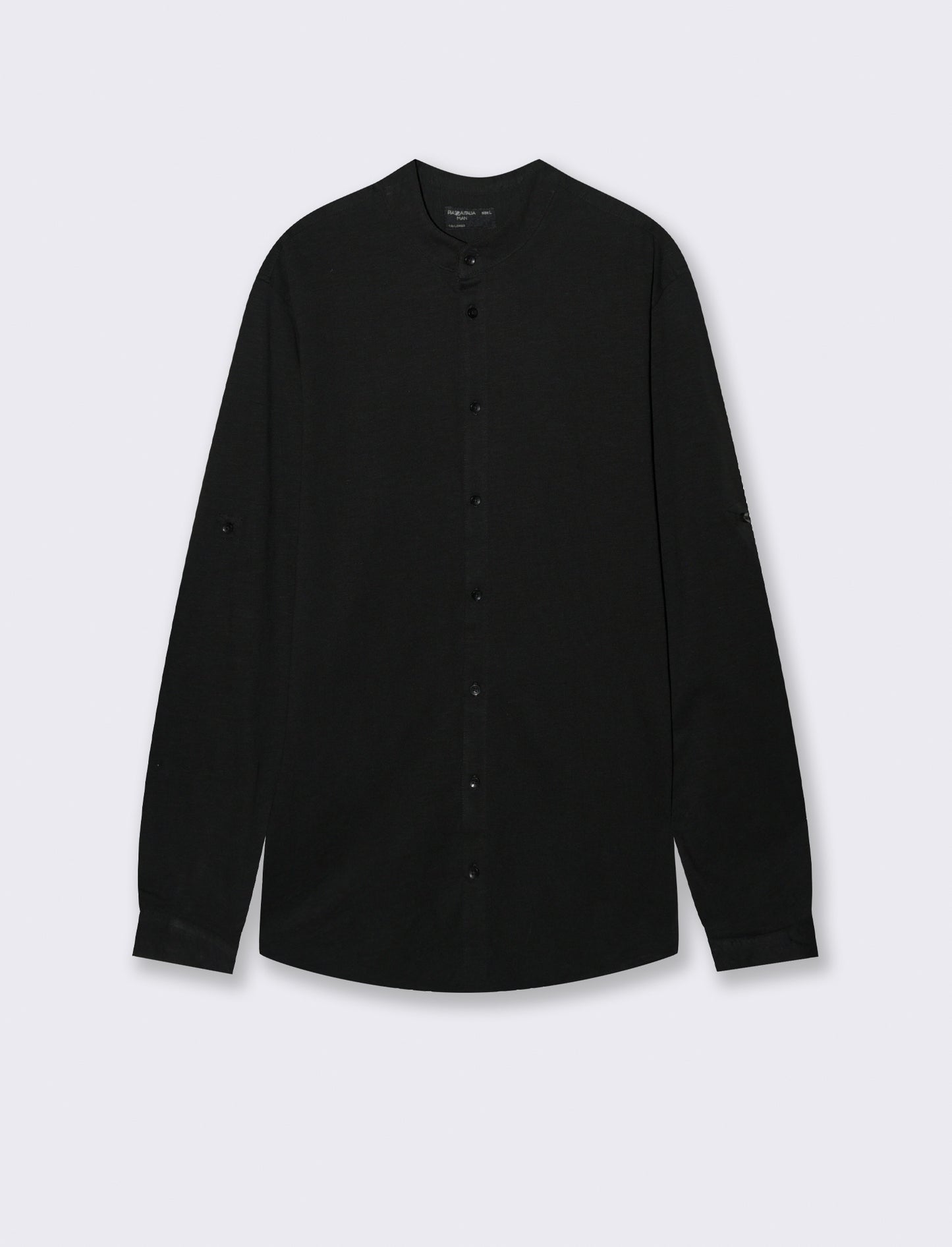 CAMICIA IN JERSEY SLUB COLLO COREANO - Nero