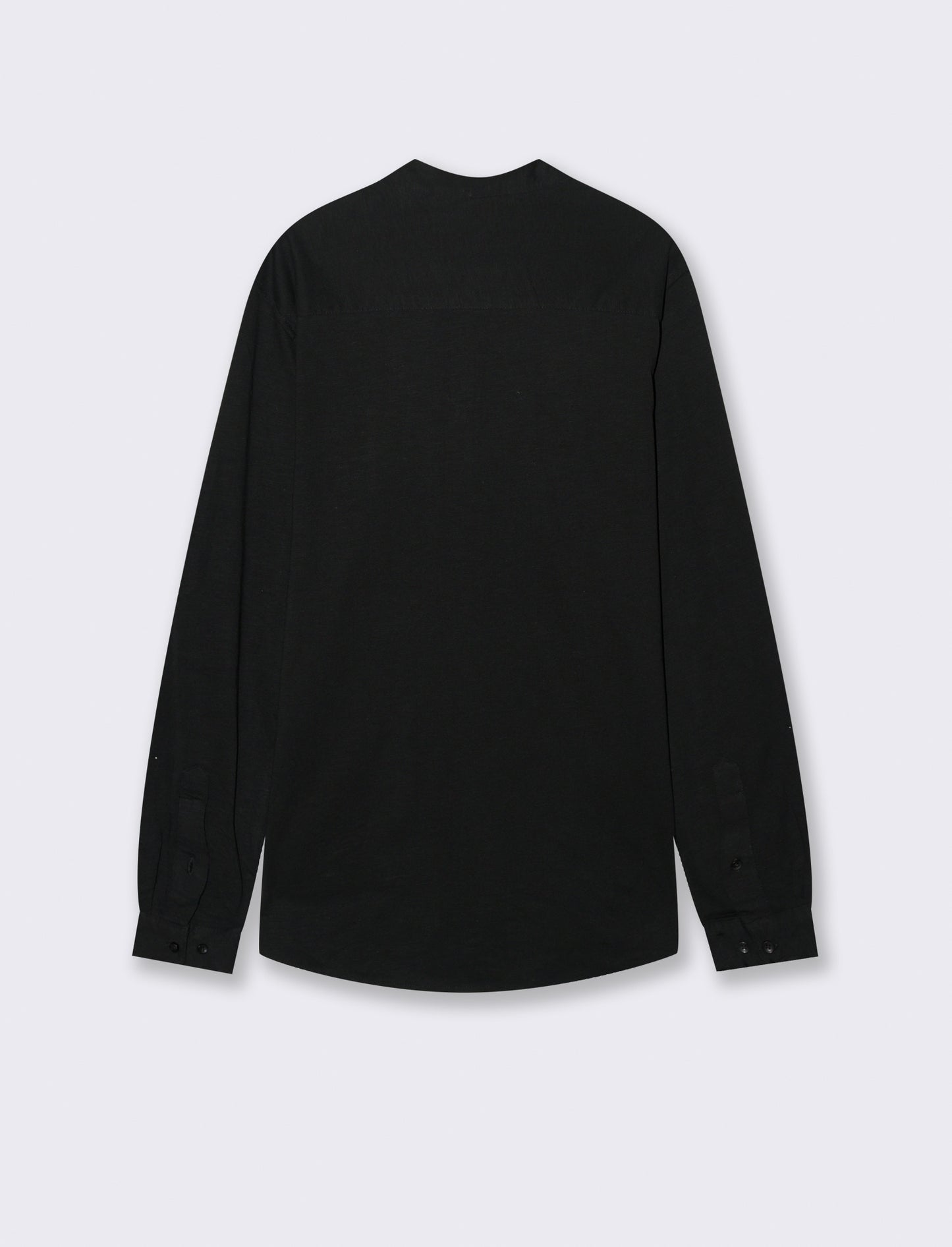 CAMICIA IN JERSEY SLUB COLLO COREANO - Nero