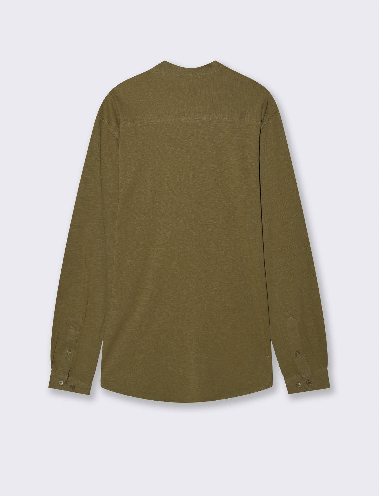 CAMICIA IN JERSEY SLUB COLLO COREANO - Verde oliva