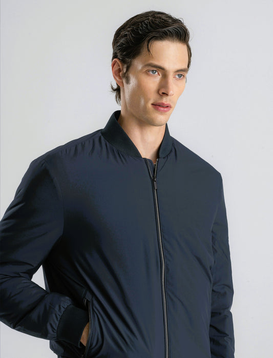 BOMBER BASIC IN TESSUTO TECNICO - Blu