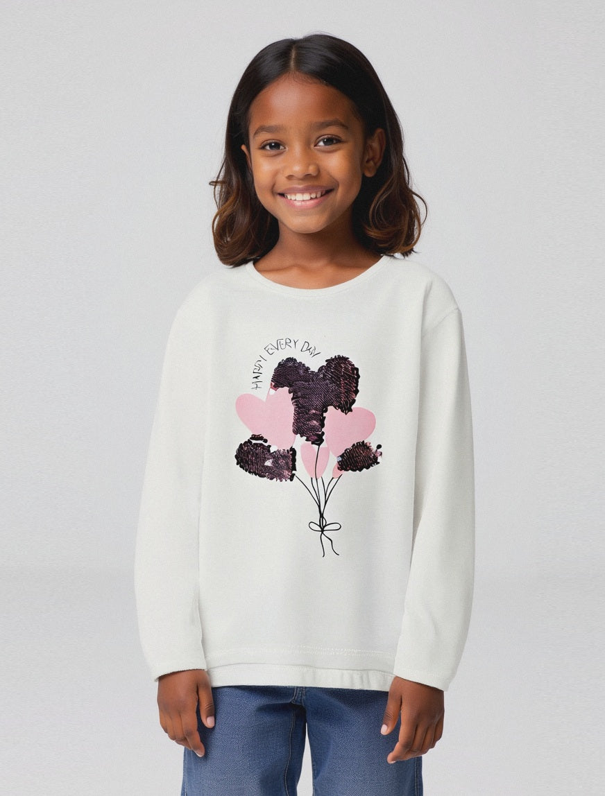 Maglia in cotone manica lunga. - Bianco latte