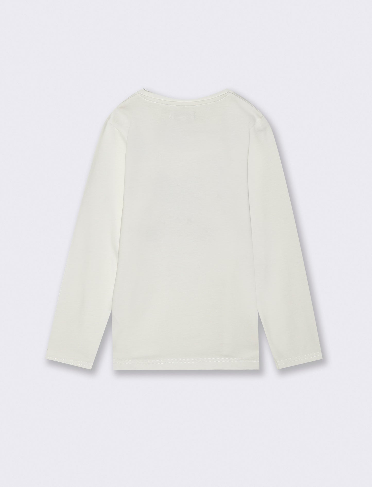 Maglia in cotone manica lunga. - Bianco latte
