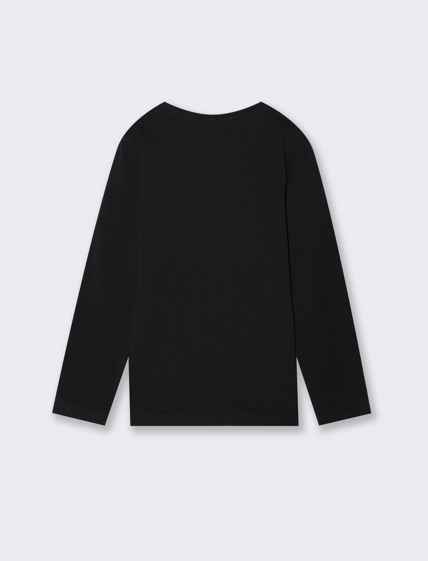 Maglia in cotone manica lunga. - Nero