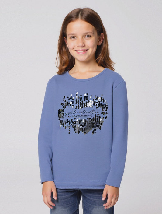 Maglia in cotone manica lunga. - Azzurro
