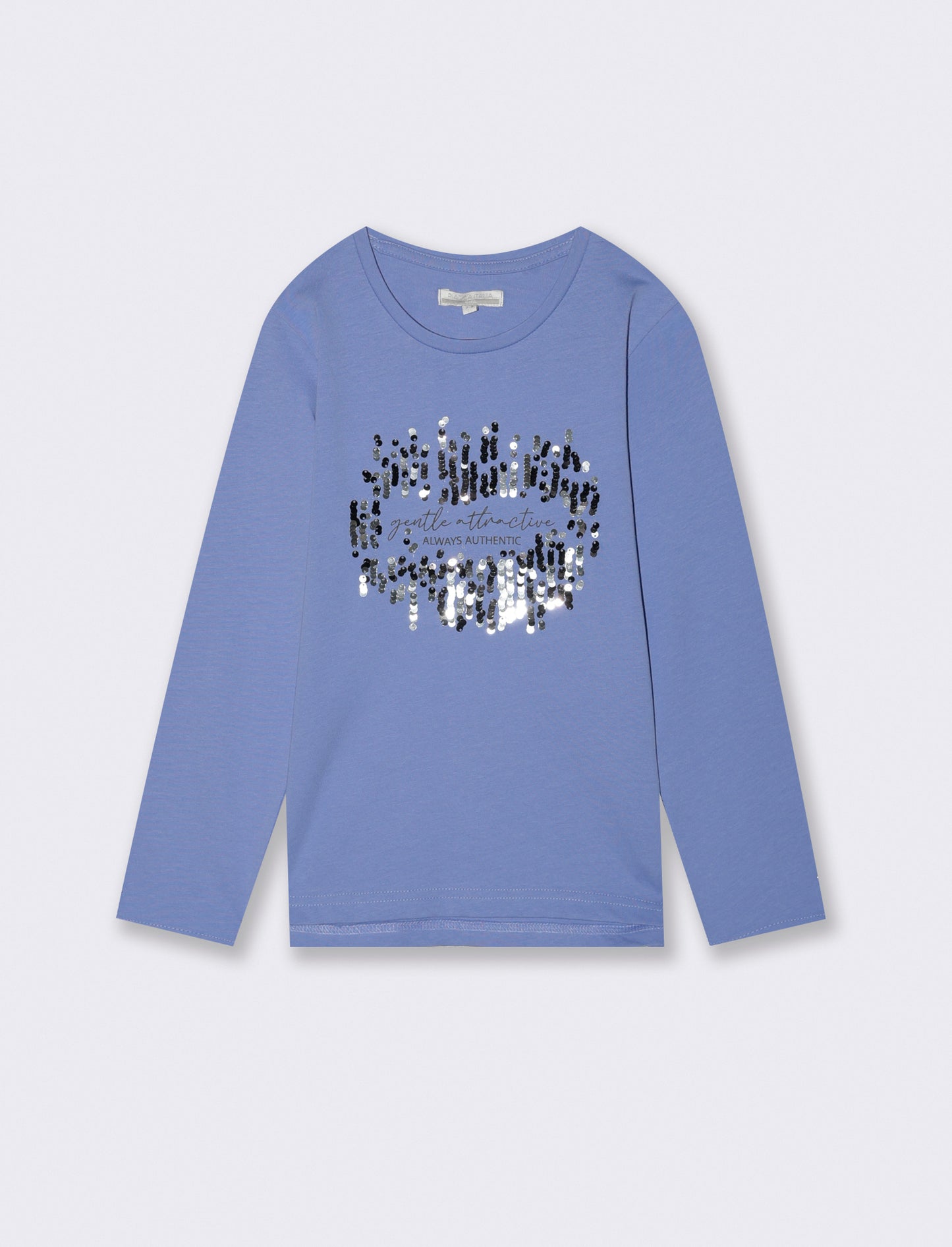 Maglia in cotone manica lunga. - Azzurro