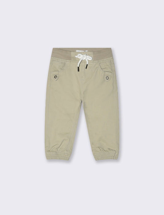 Pantaloni in twill con coulisse - Beige