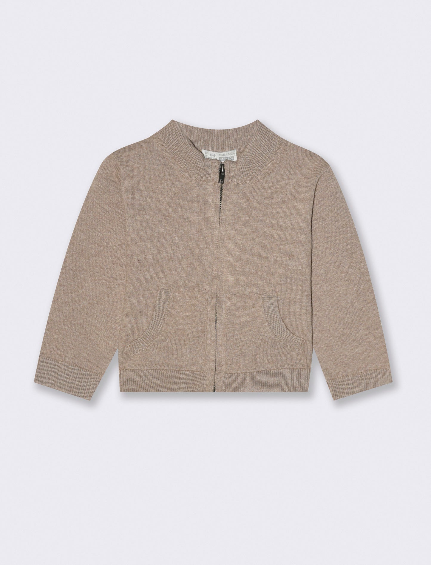 Cardigan  basico con zip - Beige