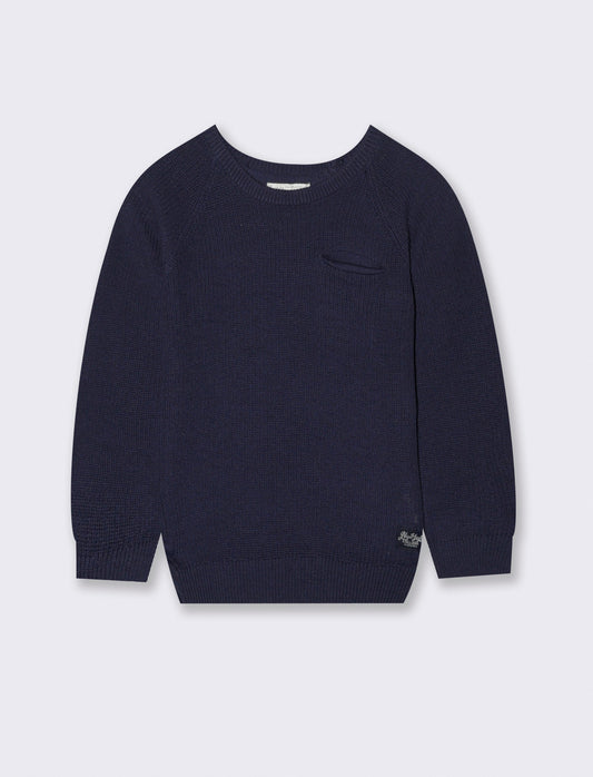 Maglione basico con taschino - Blu