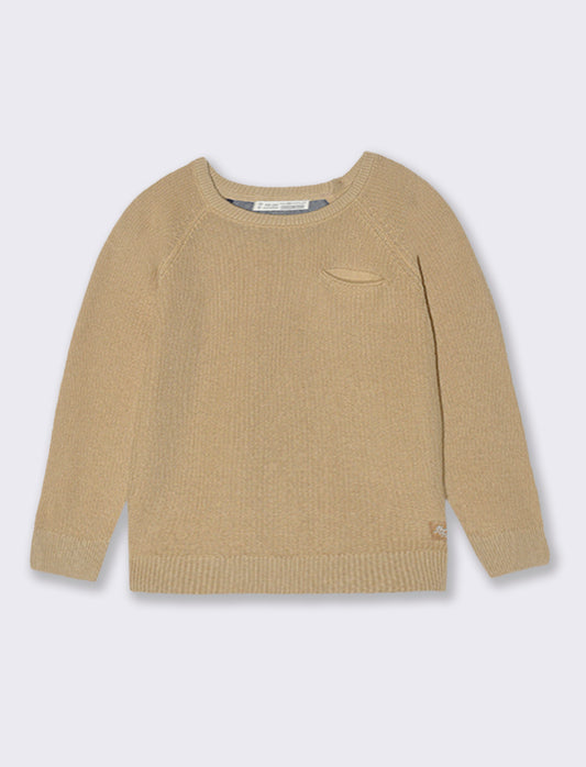 Maglione basico con taschino - Beige