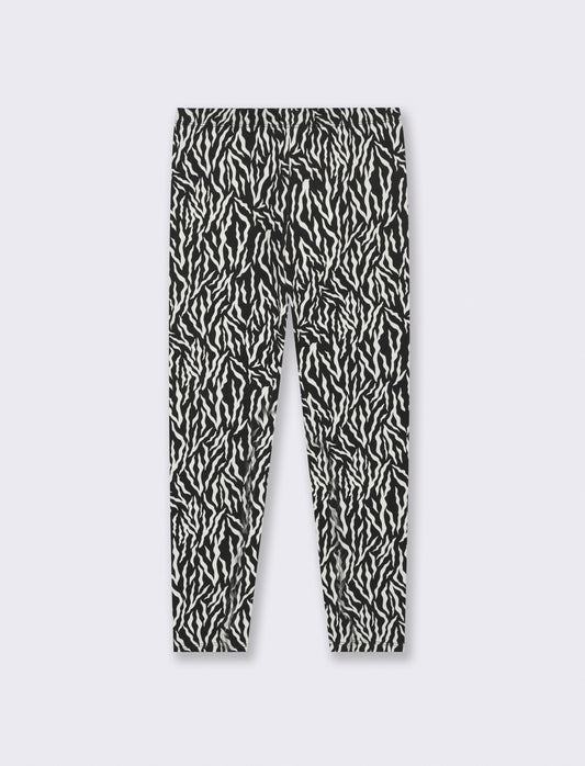 Leggings stampato in cotone elasticizzato. - Nero