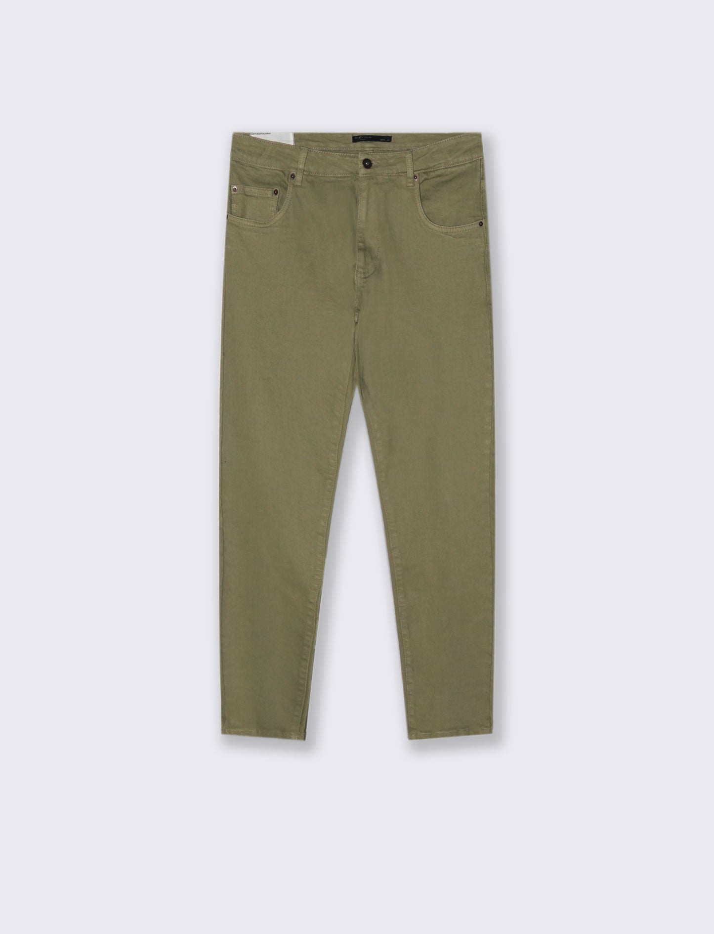 PANTALONI SLAVATI 5 TASCHE SLIM FIT - Verde kaki