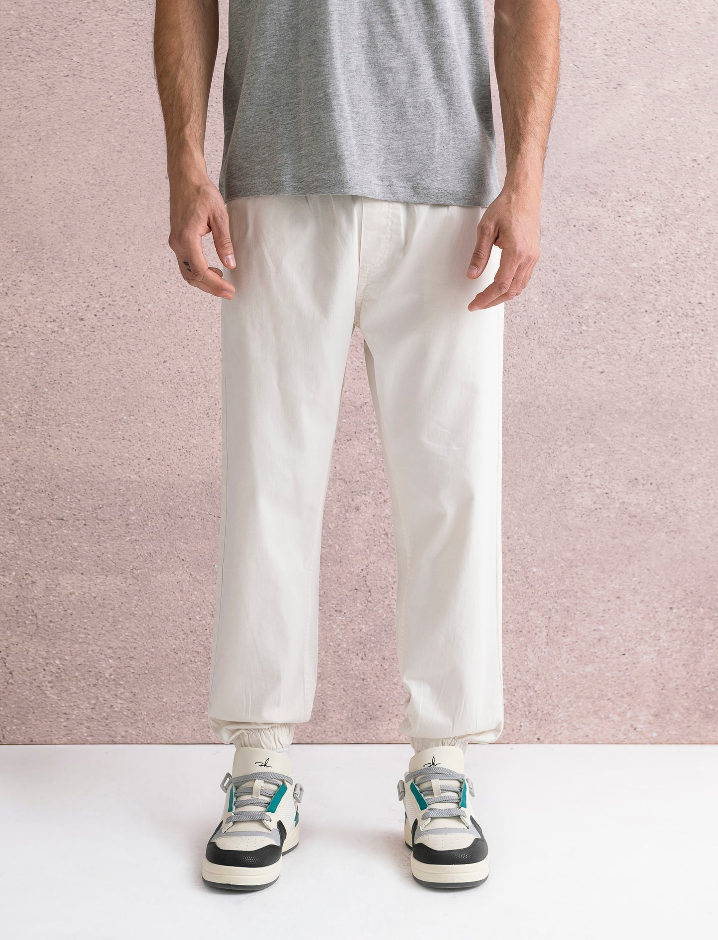 PANTALONI CON VITA JOGGER - Bianco sporco