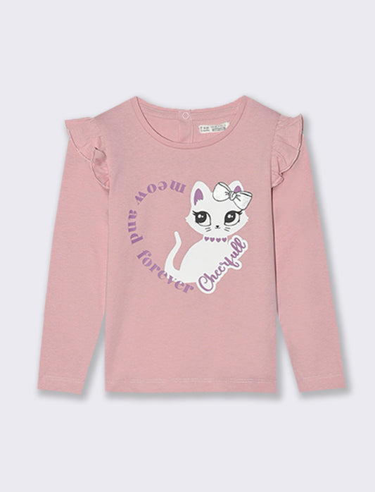 MAGLIETTA CON VOLANT - Rosa