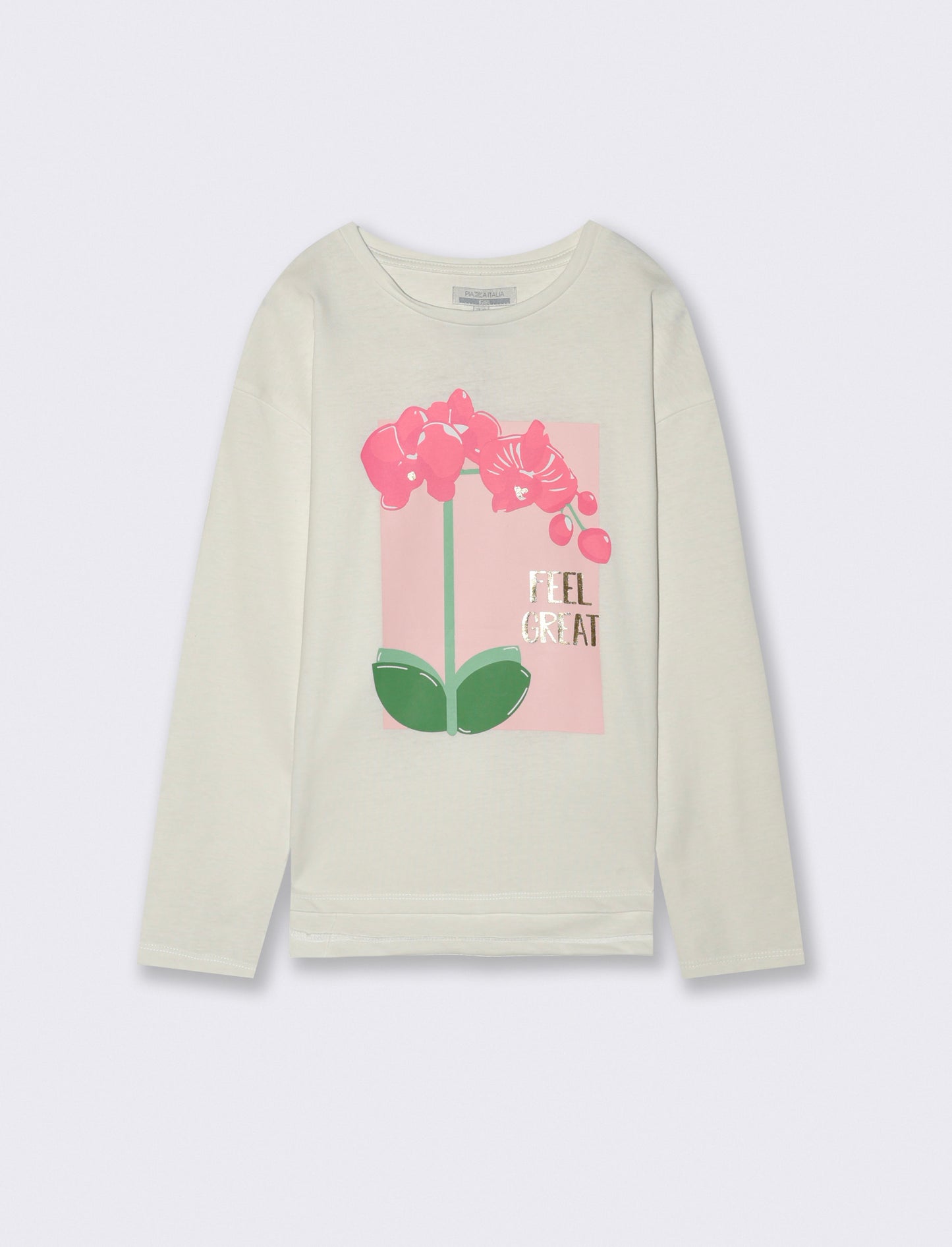 Maglia manica lunga in cotone. - Bianco latte