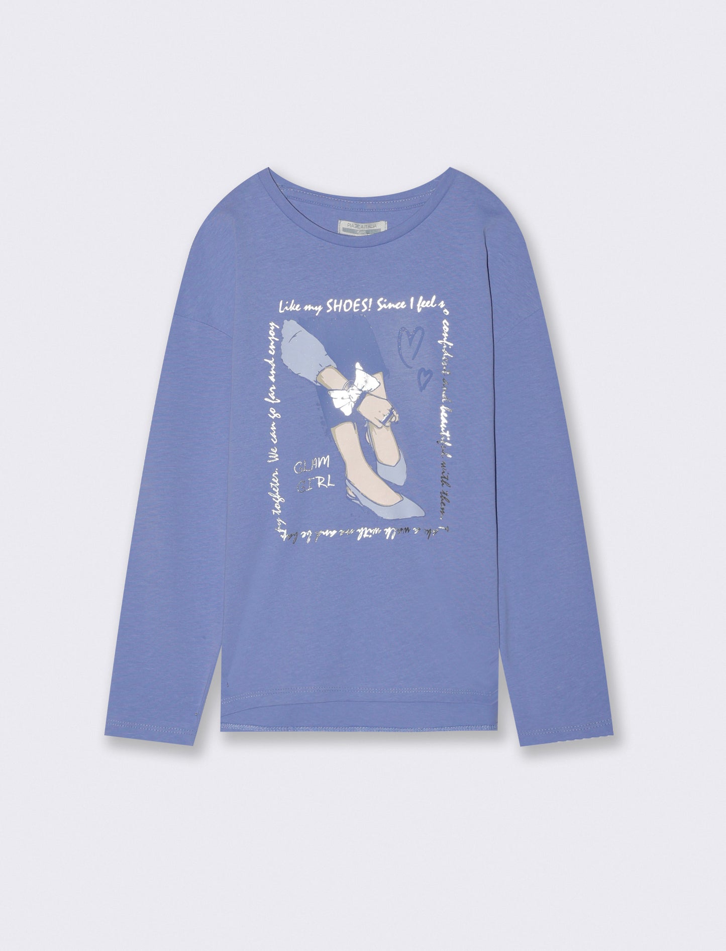 Maglia manica lunga in cotone. - Azzurro