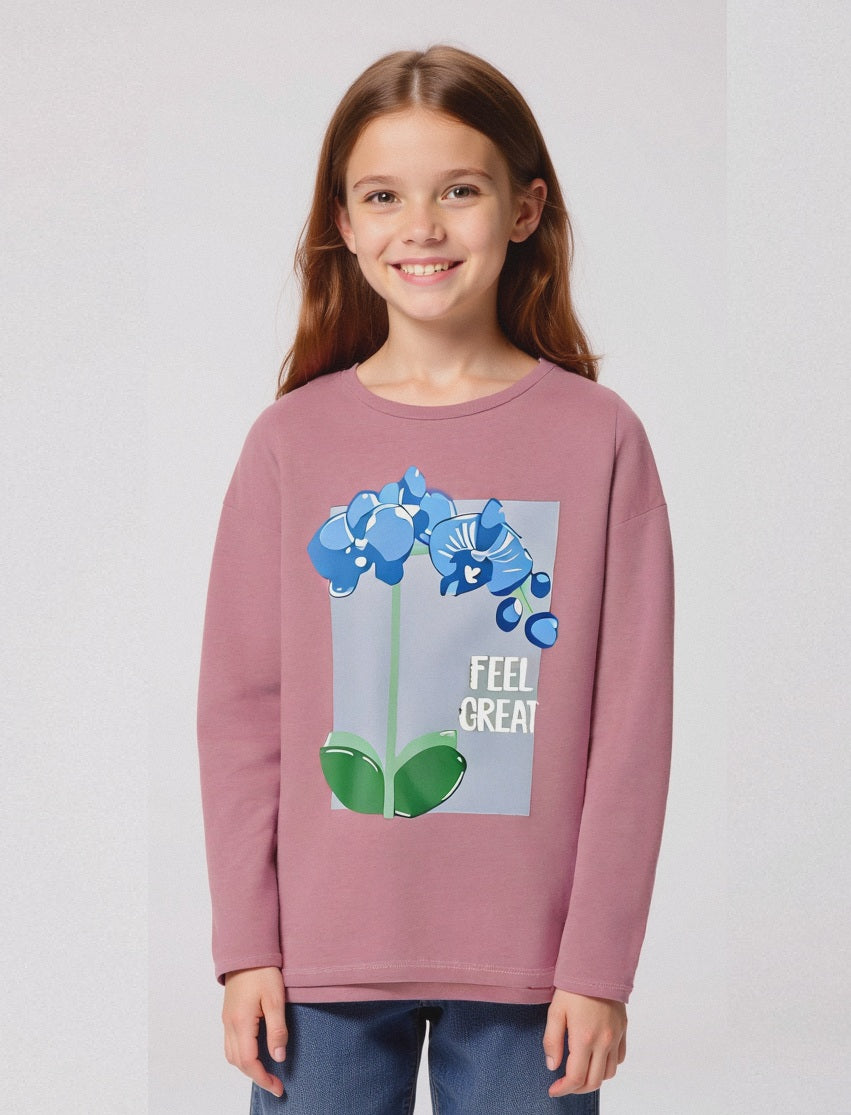 Maglia manica lunga in cotone. - Rosa