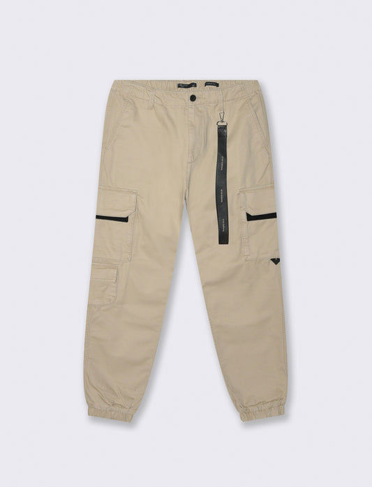 PANTALONI CARGO FIT CON ACCESSORIO - Beige