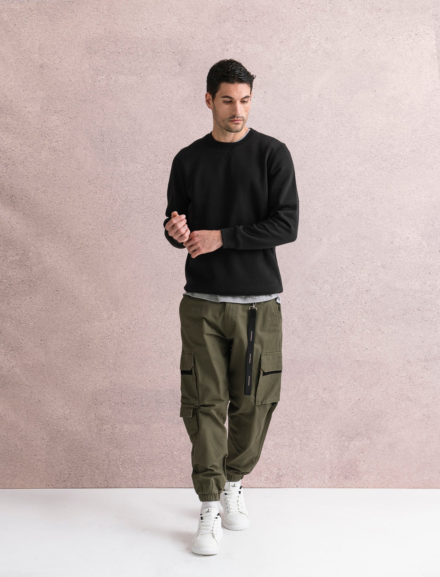 PANTALONI CARGO FIT CON ACCESSORIO - Verde militare