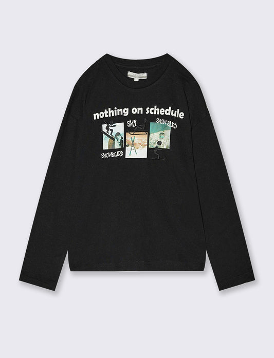 T-Shirt Loose con Stampa Fotografica - Nero