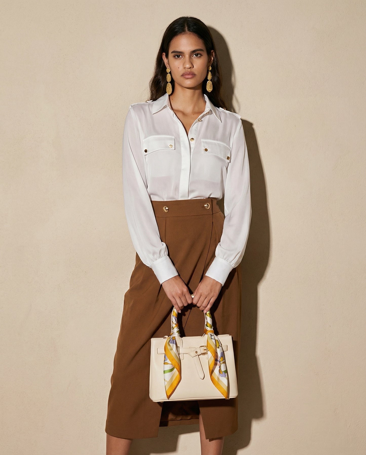 Camicia manica lunga con dettagli eleganti - Bianco latte