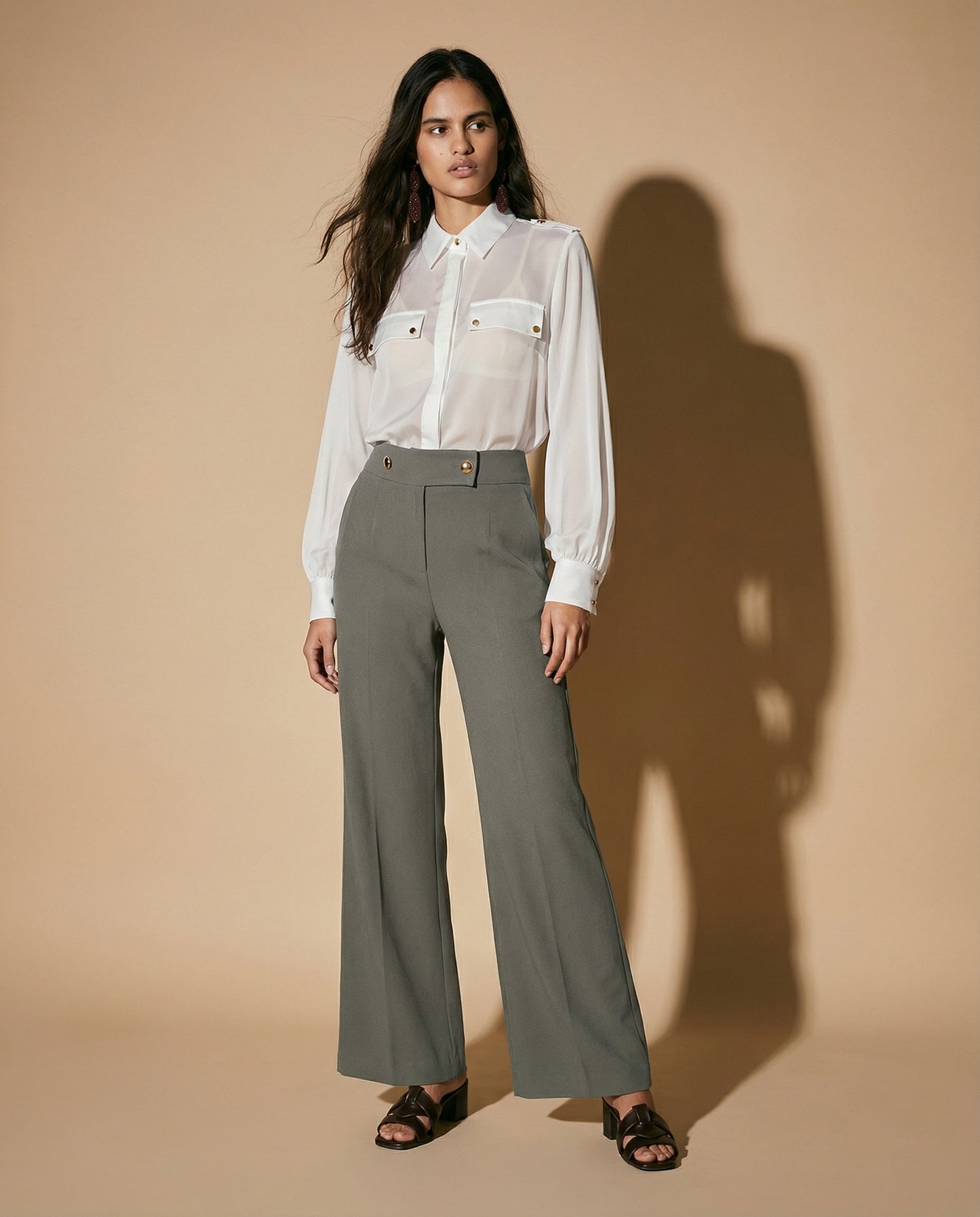 Camicia manica lunga con dettagli eleganti - Bianco latte