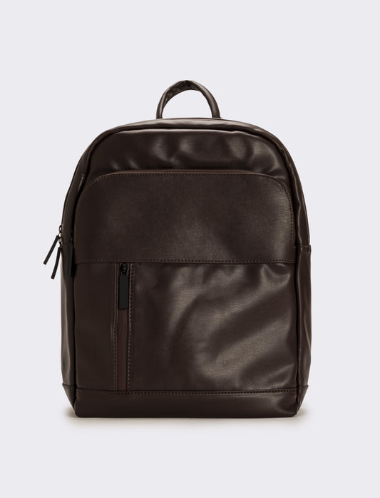 Zaino uomo in pvc con zip - Marrone