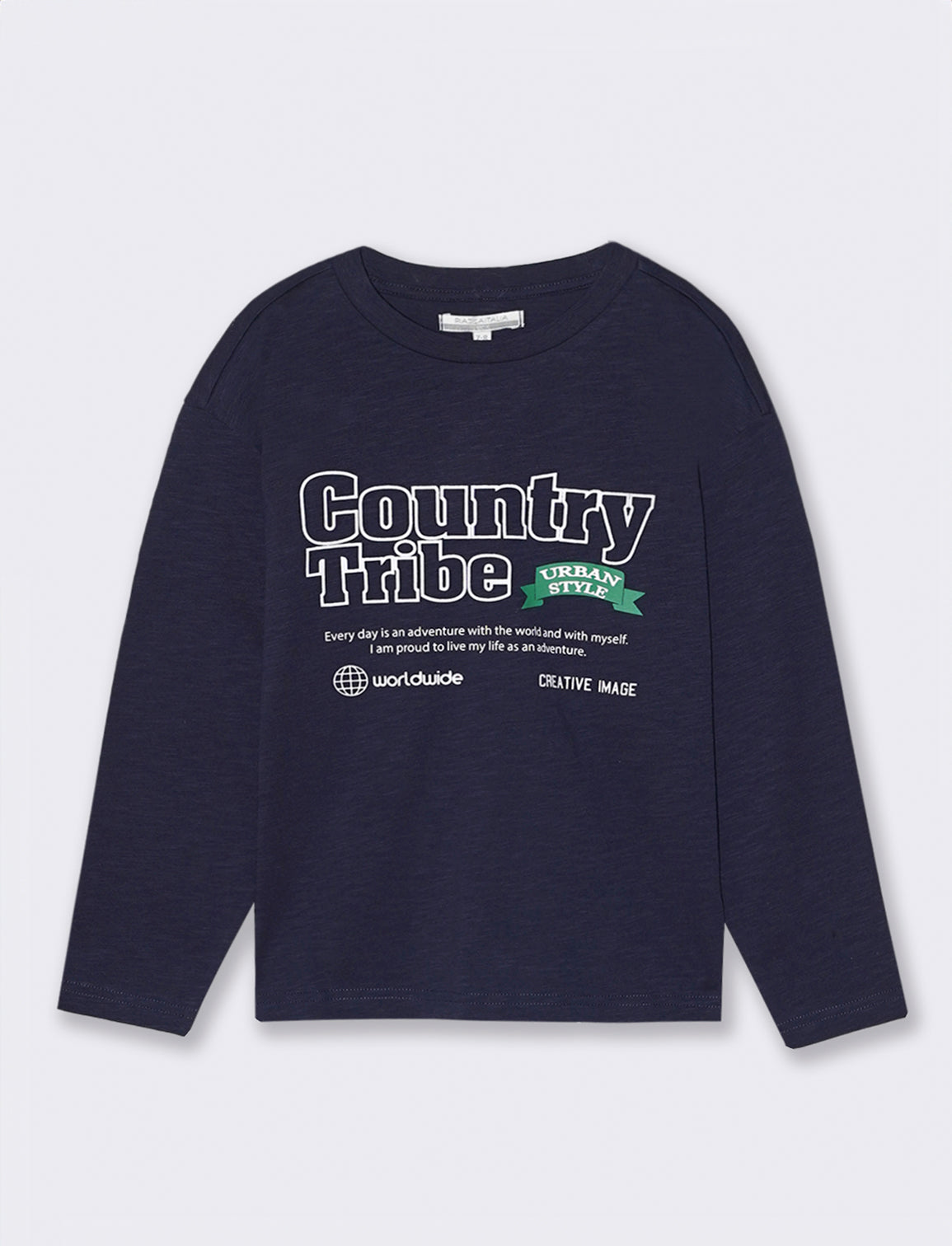 MAGLIA GIROCOLLO CON STAMPA - Blu