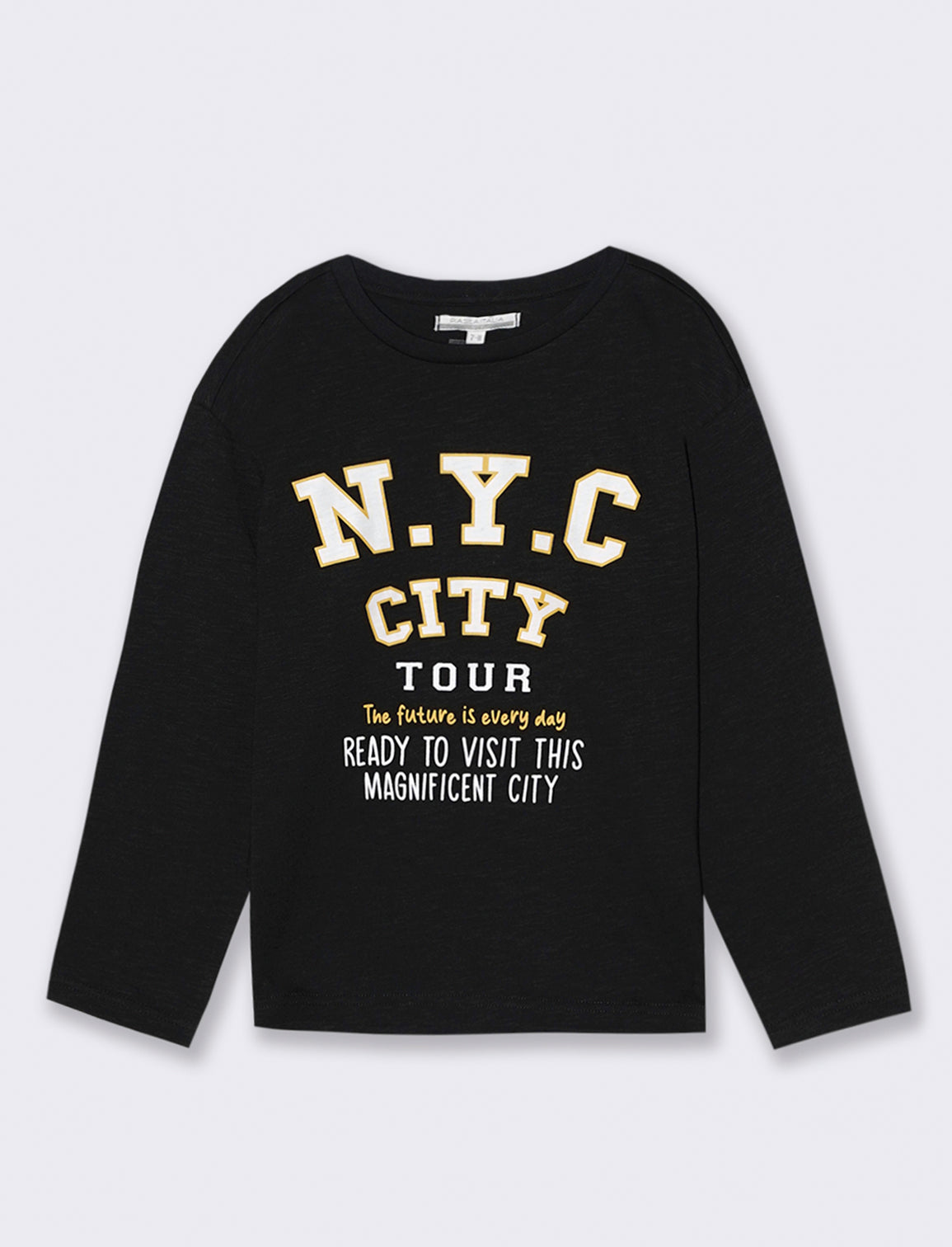 MAGLIA GIROCOLLO CON STAMPA - Nero