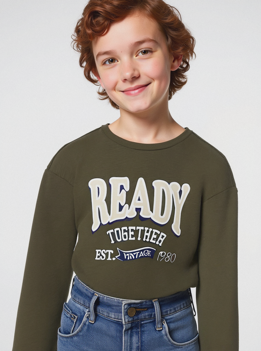 MAGLIA GIROCOLLO CON STAMPA - Verde militare