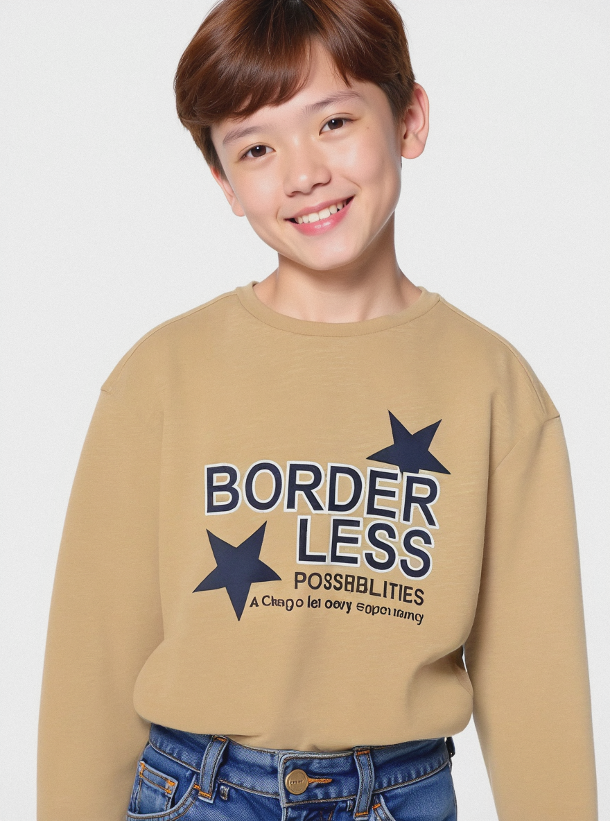 MAGLIA GIROCOLLO CON STAMPA - Beige