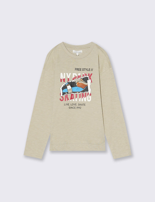 T-shirt maniche lunghe - Beige