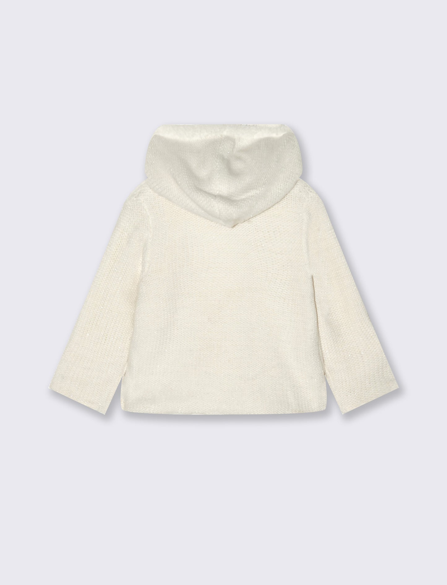 Cardigan con cappuccio e pelliccia morbida - Bianco latte
