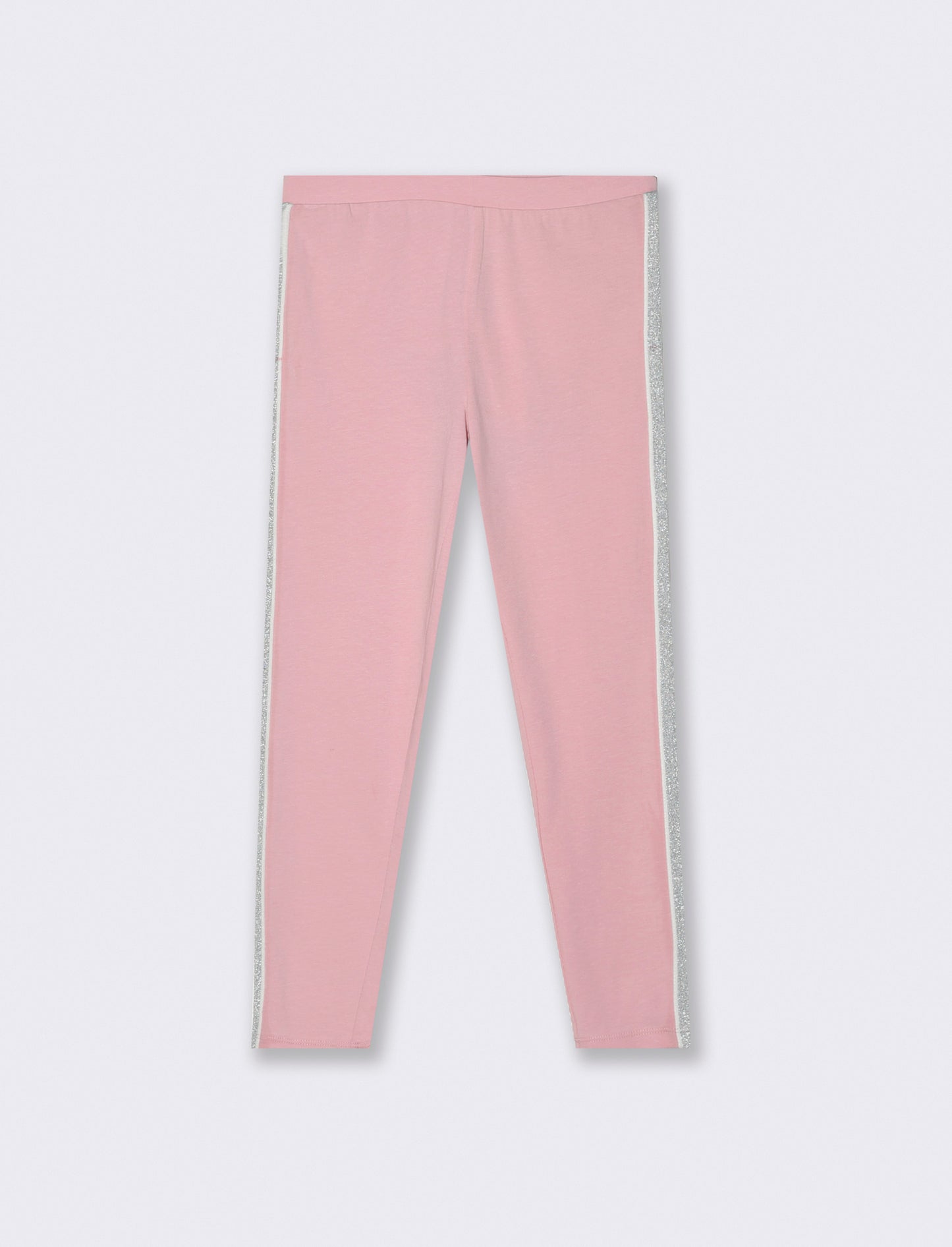 Leggings in cotone elasticizzato con banda laterale. - Rosa