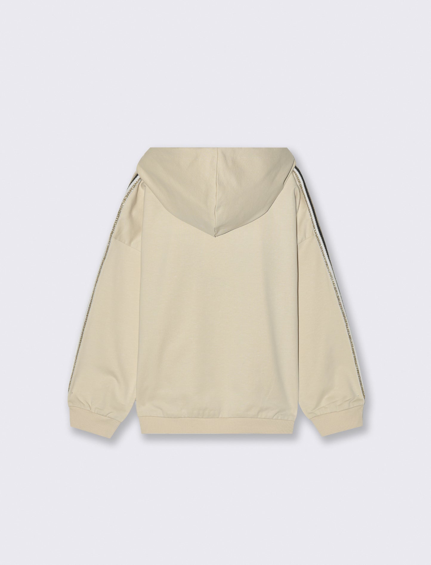 Felpa con nastro a righe brillantinato e stampa lucida - Beige