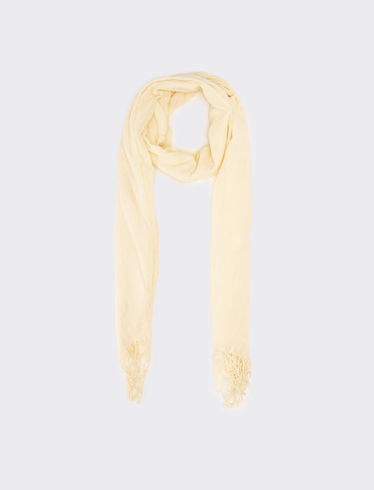 Foulard donna basic con frange - Bianco