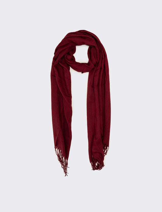 Foulard donna basic con frange - Bordeaux