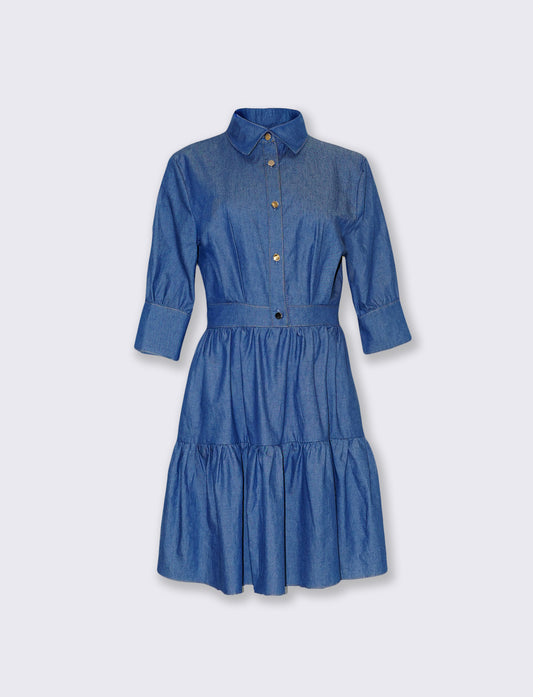 Abito corto denim - DENIM SCURO