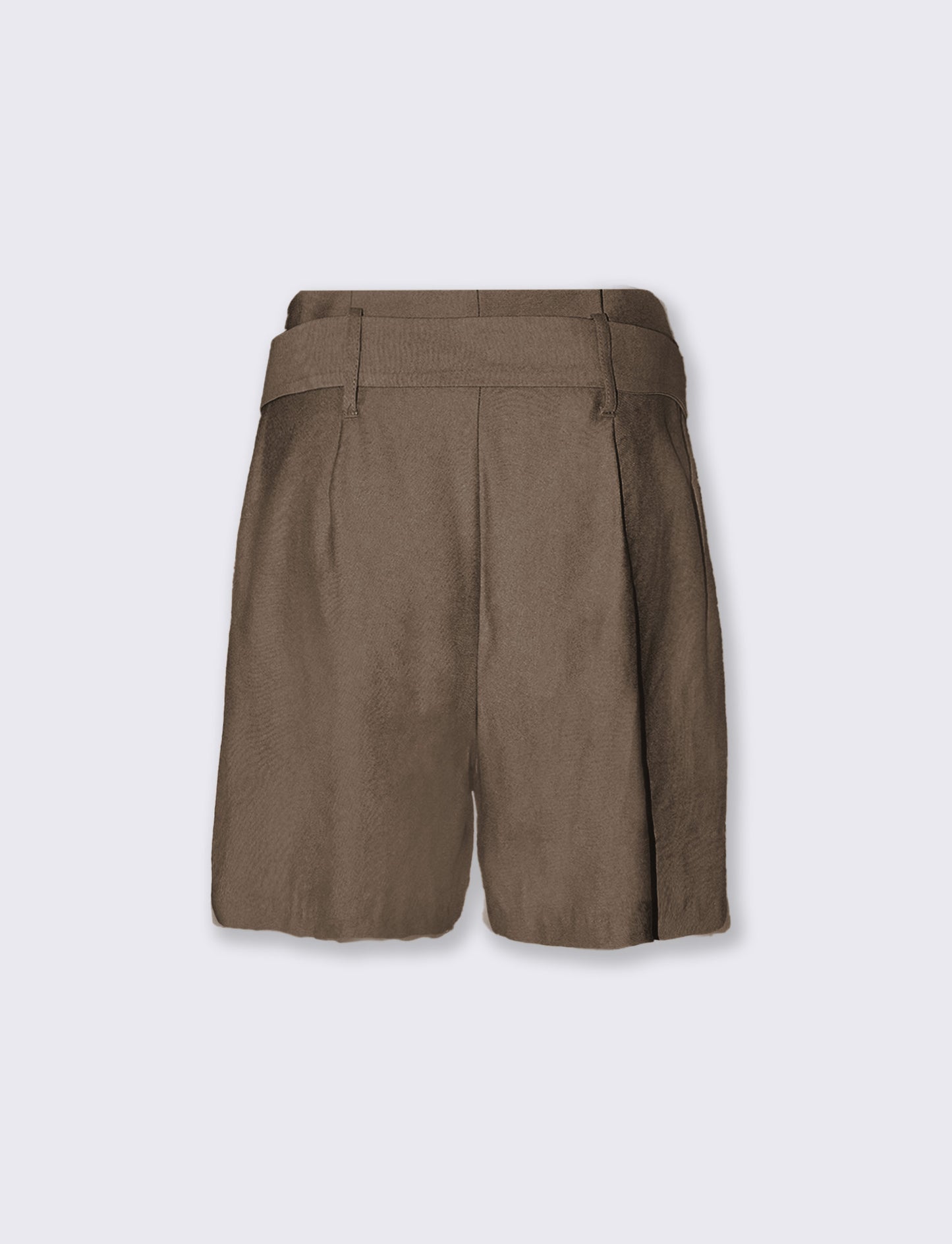 Fabric shorts with pleats and belt - Grey
